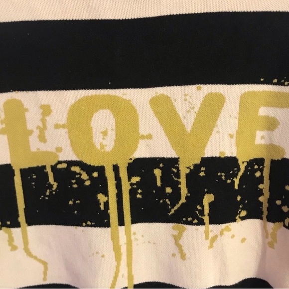 Zadig & Voltaire Black and White Striped Sweater with Yellow Love Graphic - Picture 4 of 8